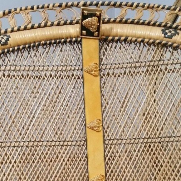 Vtg 90s ESCADA Belt Suede Leather Gold embellished main image 5